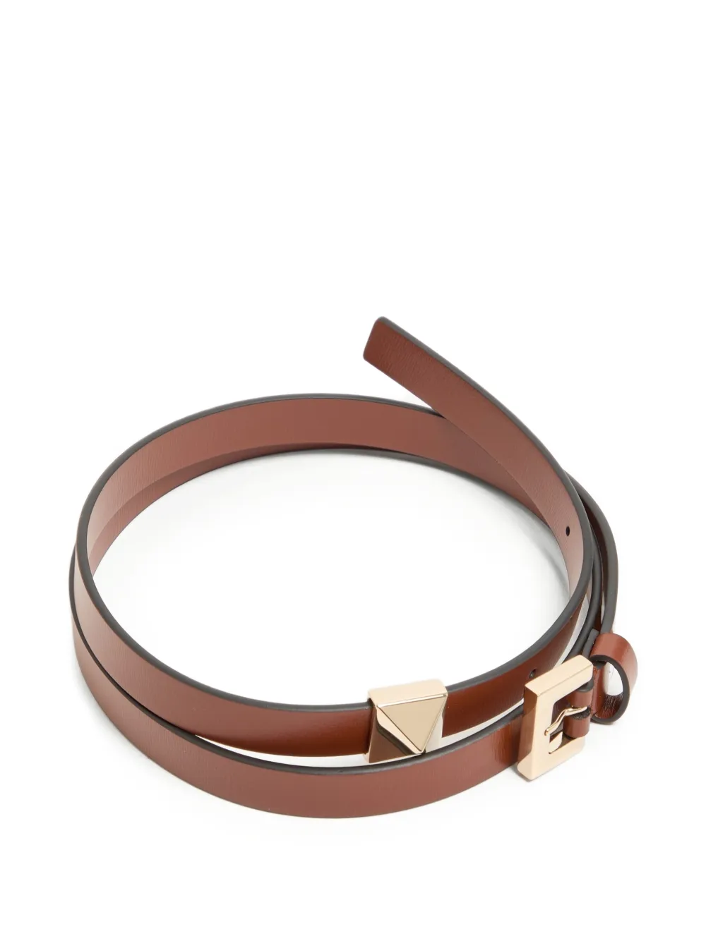 Valentino Garavani Glanzende kalfsleren riem met stud 15 mm Bruin