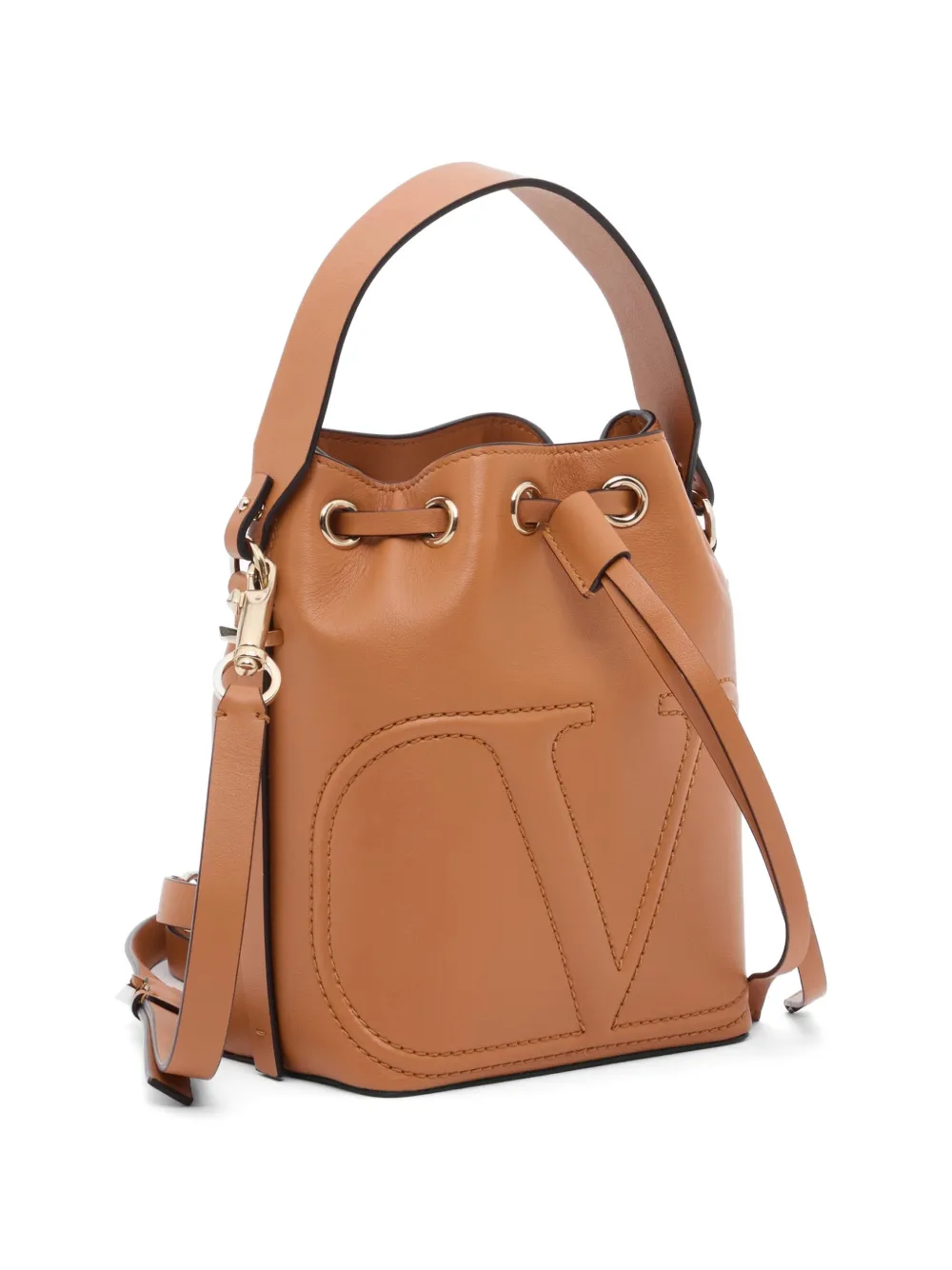 Valentino Garavani VLogo Walk bucket-tas in kalfsleer Beige
