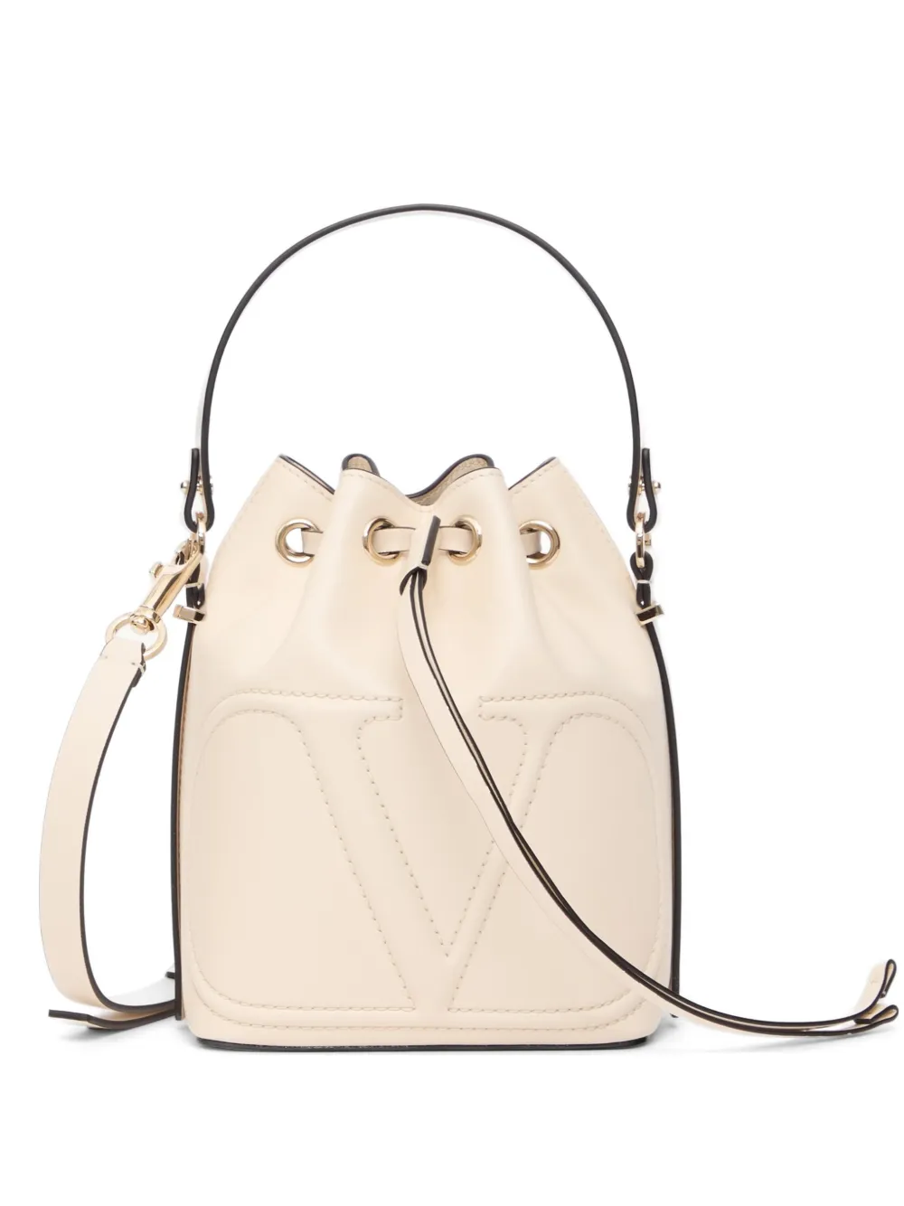 Valentino Garavani Borsa a secchiello VLogo Walk in pelle di vitello - Bianco