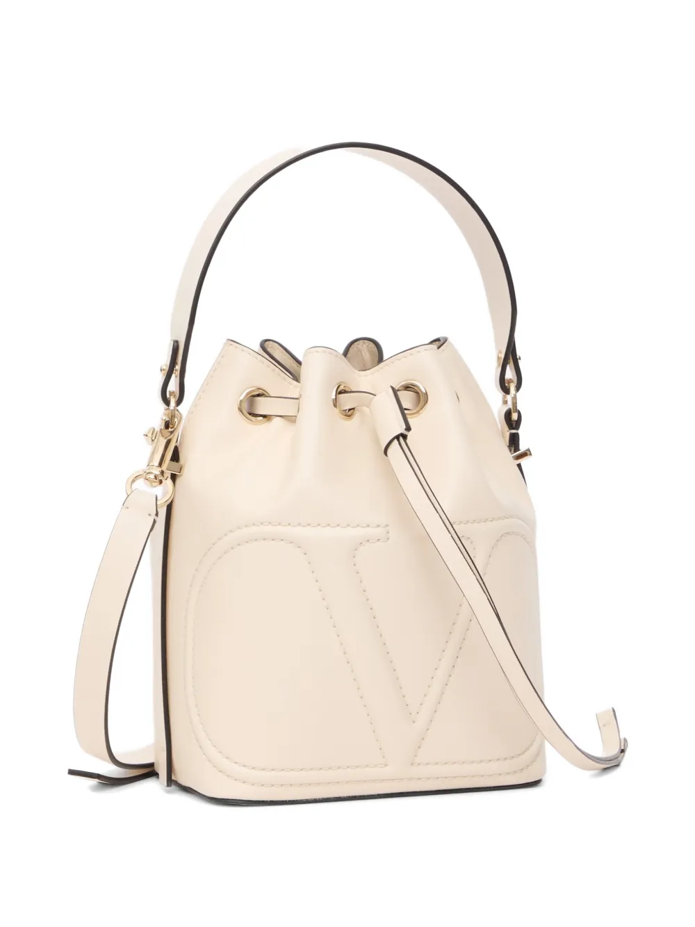 Valentino Garavani VLogo Walk bucket-tas in kalfsleer Wit