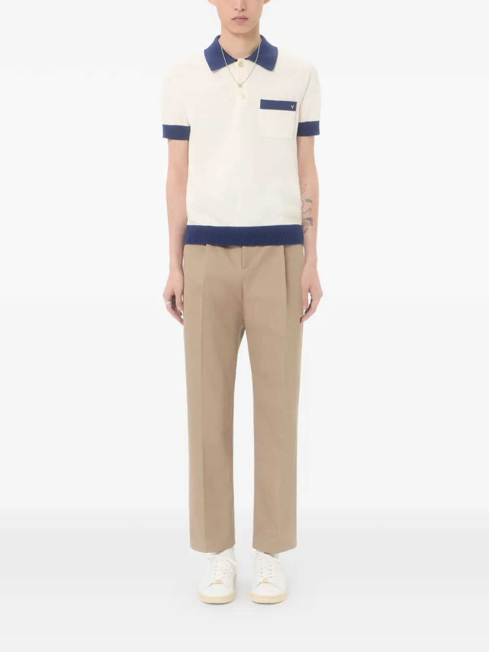 Valentino Garavani Katoenen poloshirt met VGold Beige