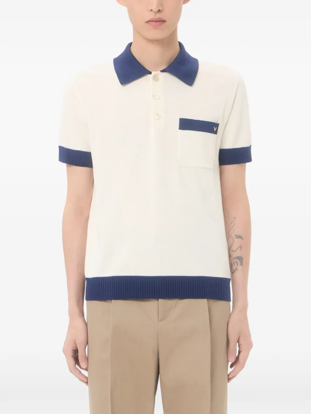 Valentino Garavani Katoenen poloshirt met VGold Beige