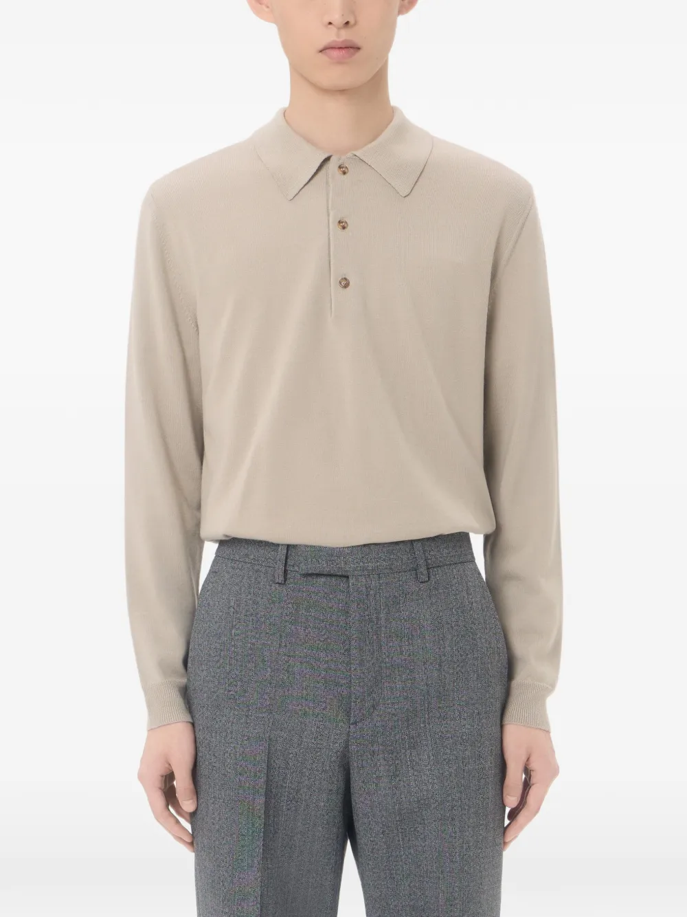 Valentino Garavani Wollen poloshirt met VLogo Beige