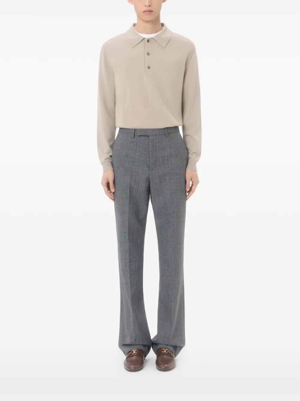 Valentino Garavani Wollen poloshirt met VLogo Beige