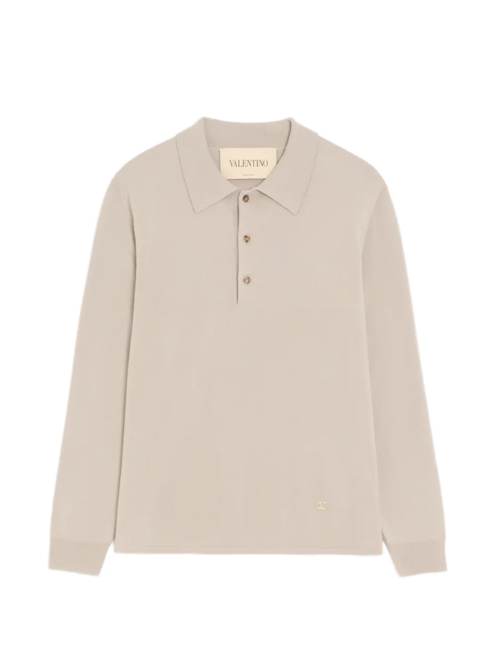 Valentino Garavani wool polo shirt with VLogo - Toni neutri