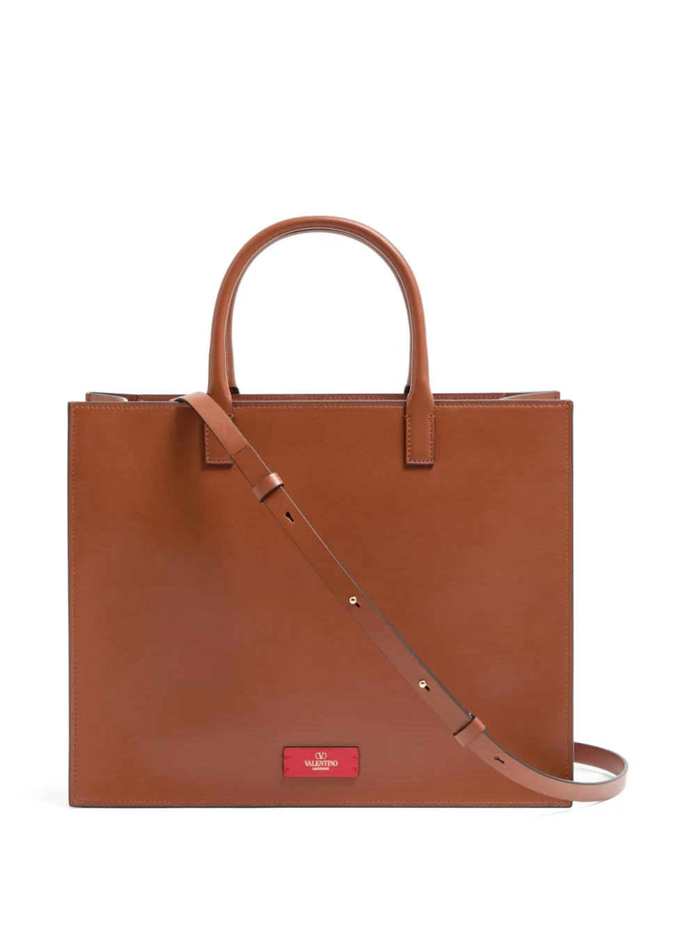 Valentino Garavani VLogo Walk calfskin shopping bag Bruin