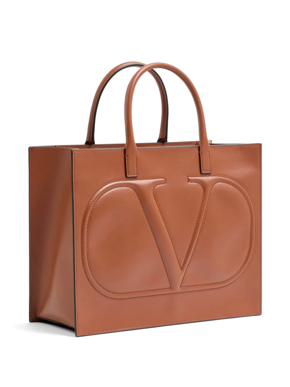 Valentino Garavani VLogo Walk calfskin shopping bag Bruin