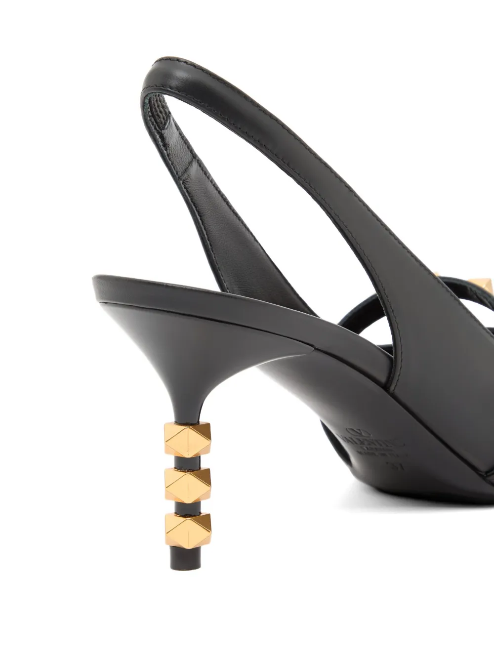 Valentino Garavani Rockstud kalfsleren slingback pumps met sculpturale hak 70 mm Zwart