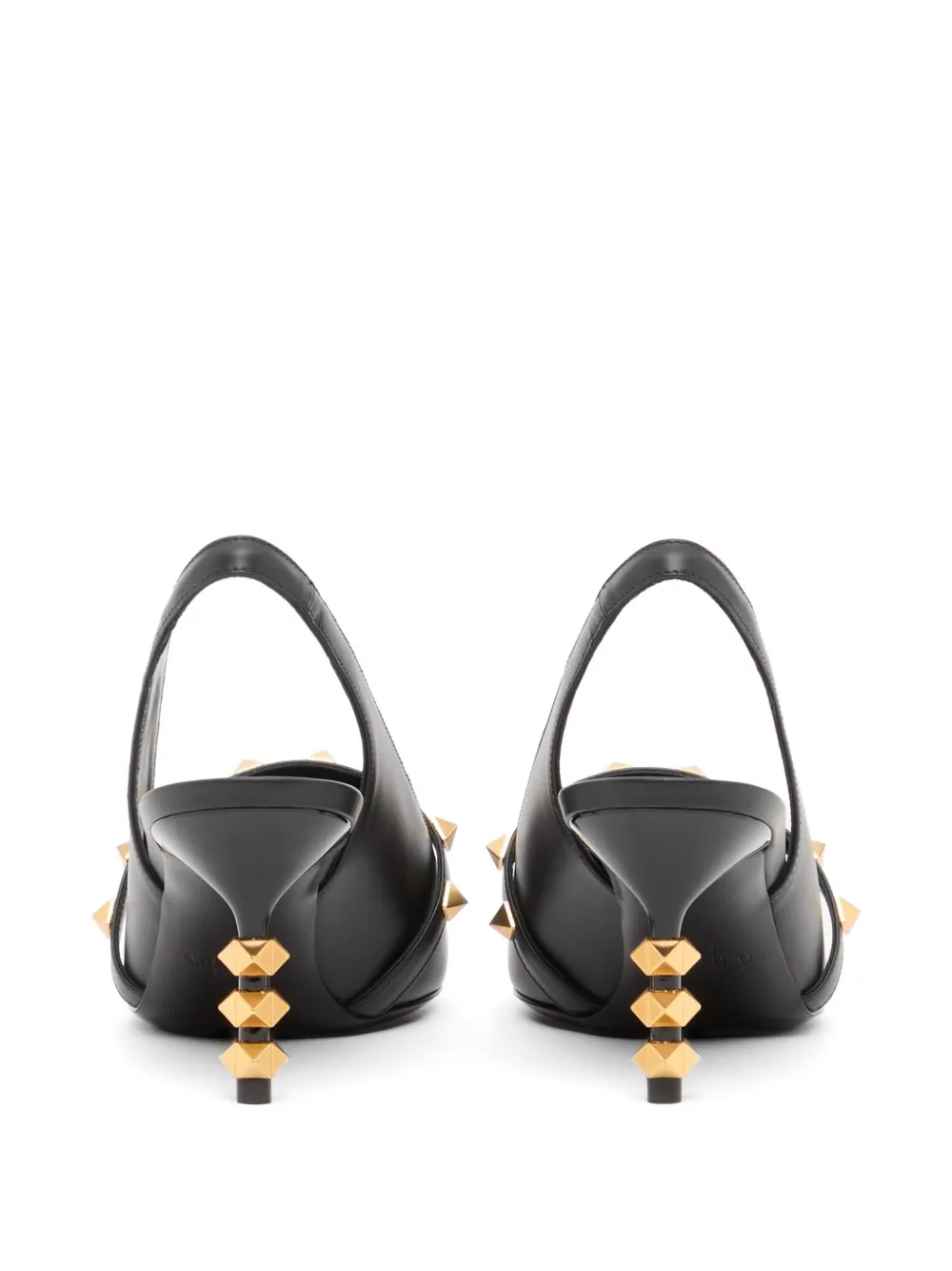 Valentino Garavani Rockstud kalfsleren slingback pumps met sculpturale hak 70 mm Zwart