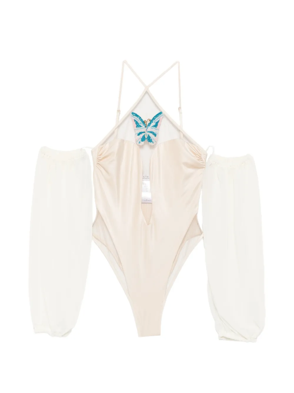 Mazzei beaded-butterfly swimsuit - Toni neutri