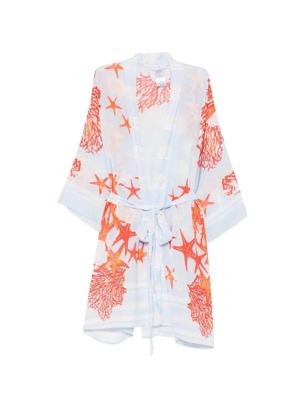 Mazzei starfish-print wrap coat - Blu
