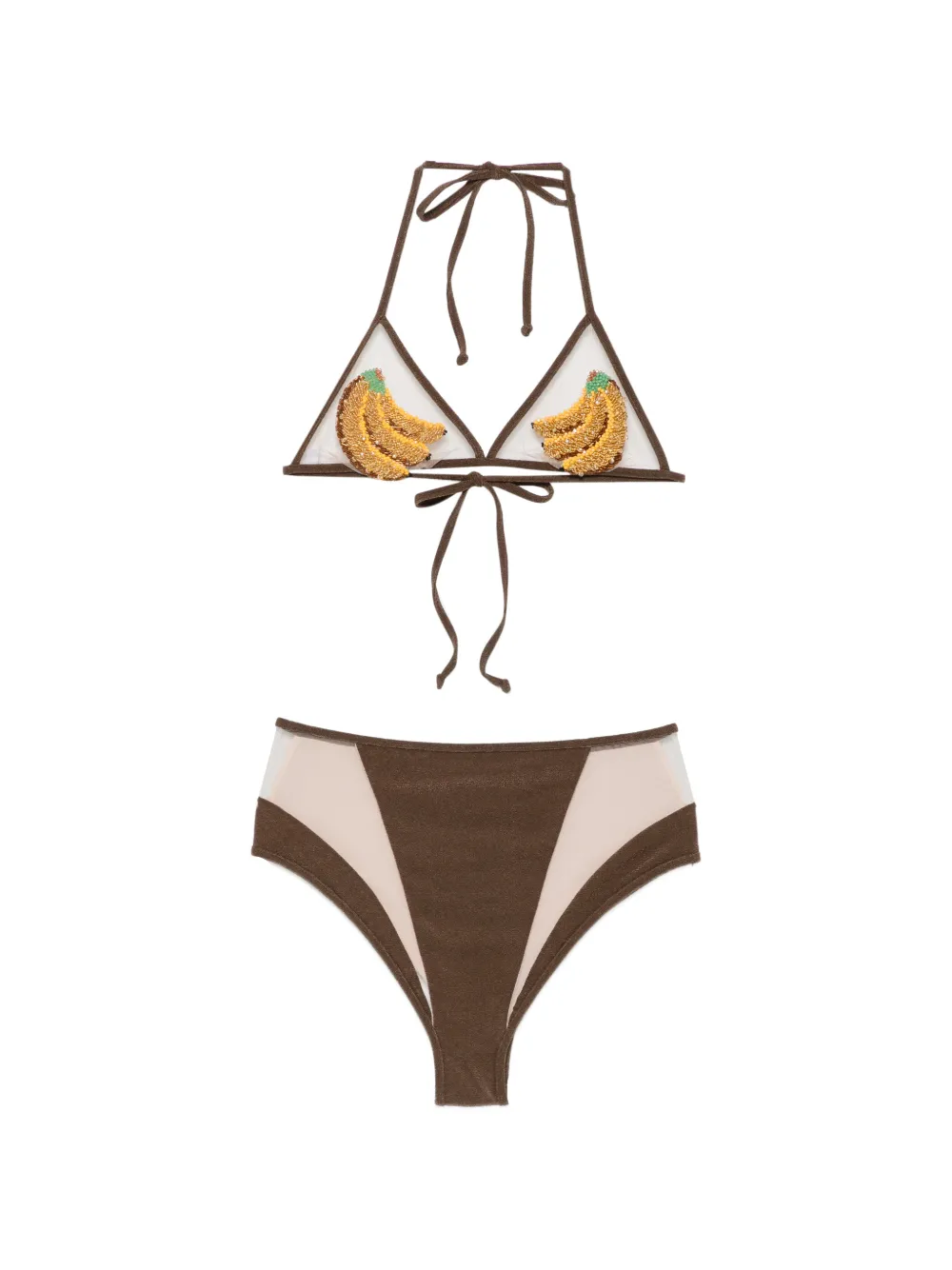 Mazzei bead-embellished halterneck bikini - Marrone