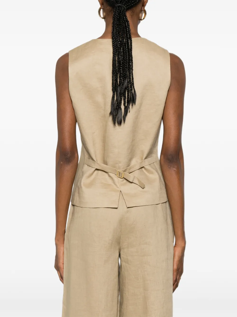 Max Mara Carnet button-up gilet met V-hals Beige