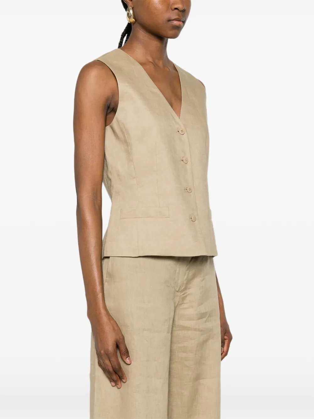  Max Mara Chaleco Carnet Con Botones - Neutro 