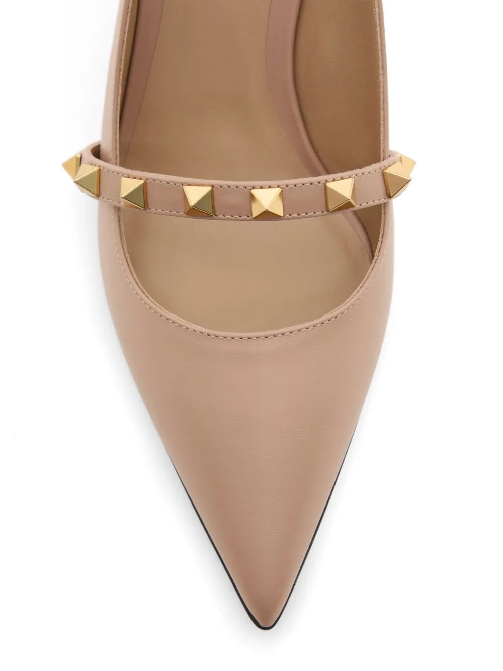 Valentino Garavani Rockstud kalfsleren slingback pumps met sculpturale hak 70 mm Beige