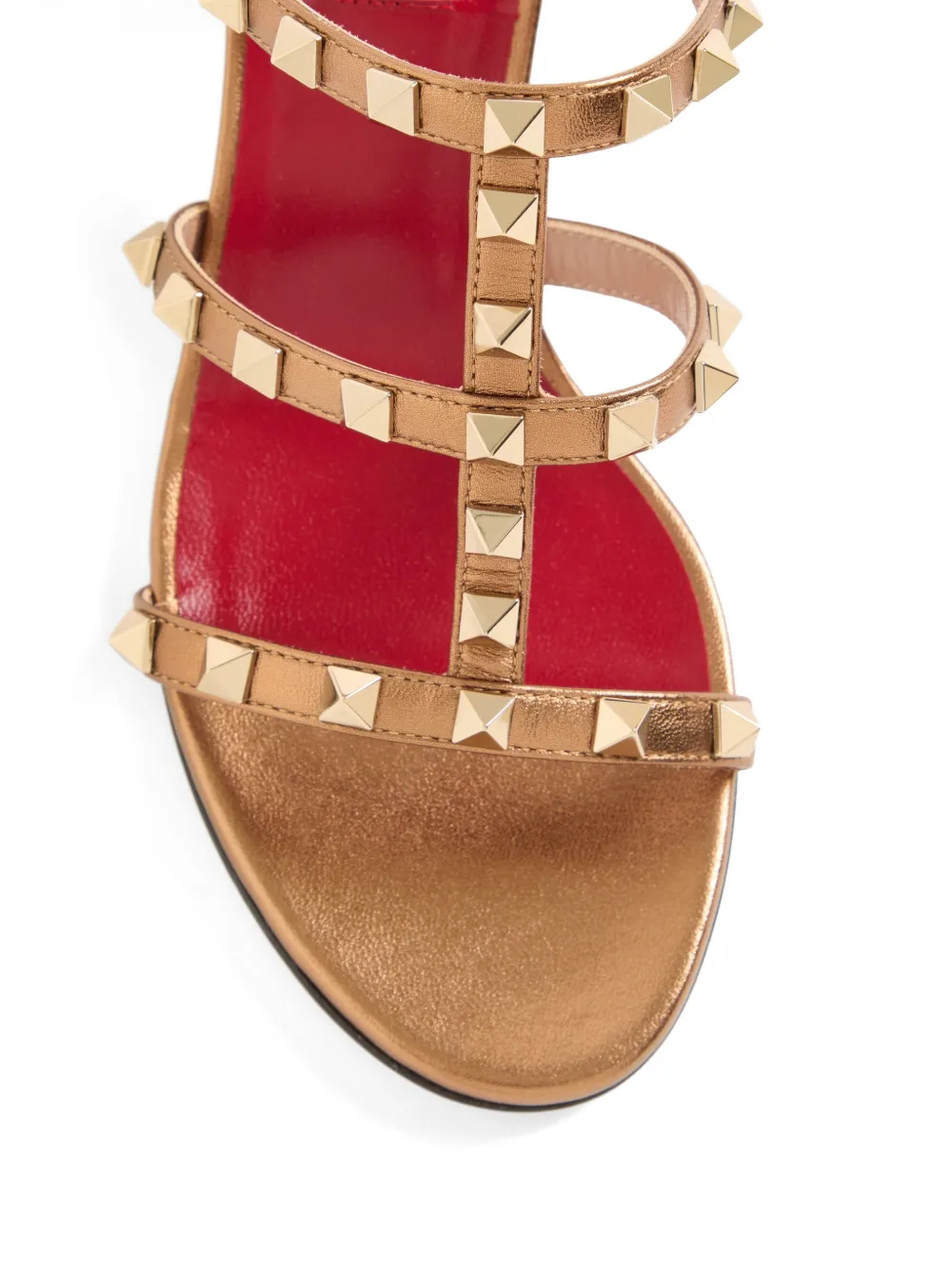 Valentino Garavani Rockstud slide sandals in laminated nappa leather 60mm Goud
