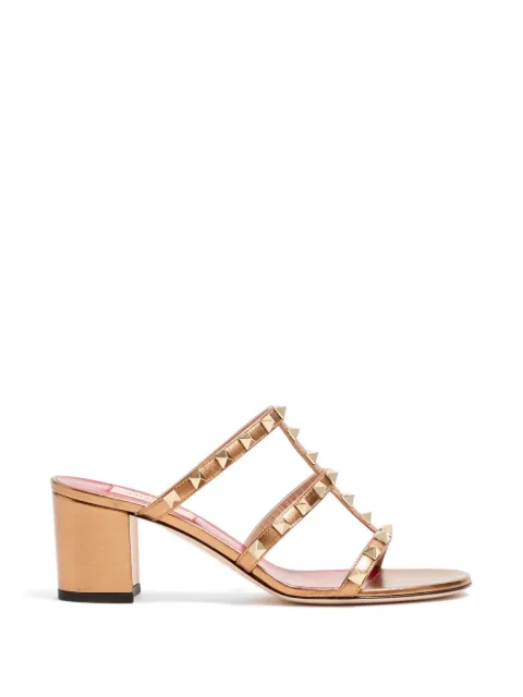 Valentino Garavani Rockstud slide sandals in laminated nappa leather 60mm