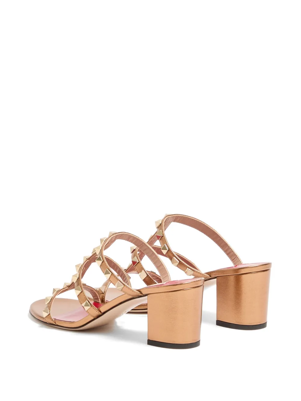 Valentino Garavani Rockstud slide sandals in laminated nappa leather 60mm Goud