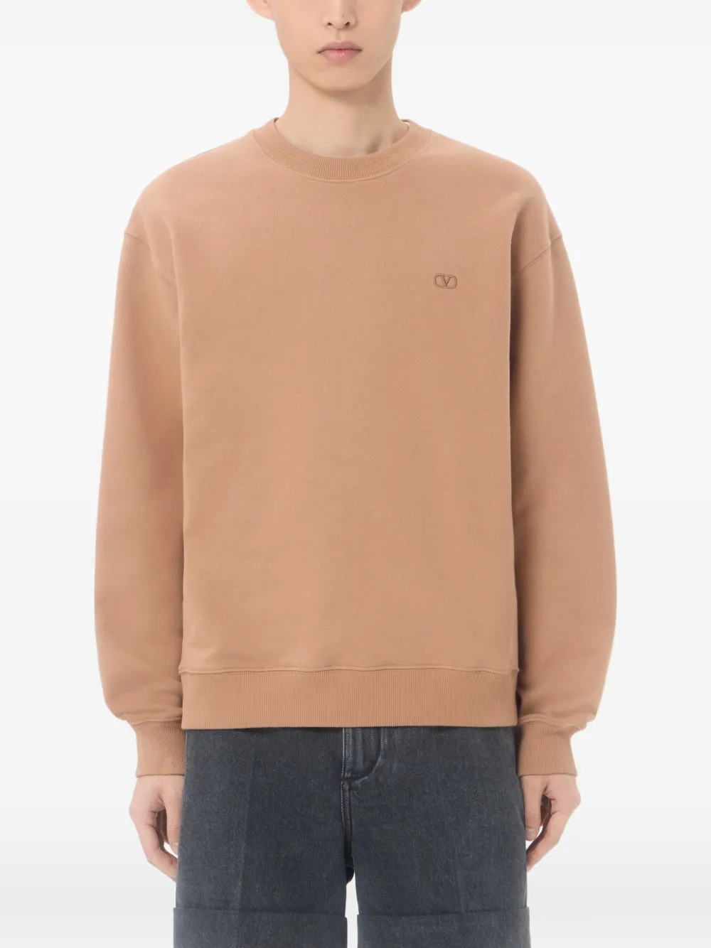 Valentino Garavani Katoenen sweater met VLogo borduurwerk Beige