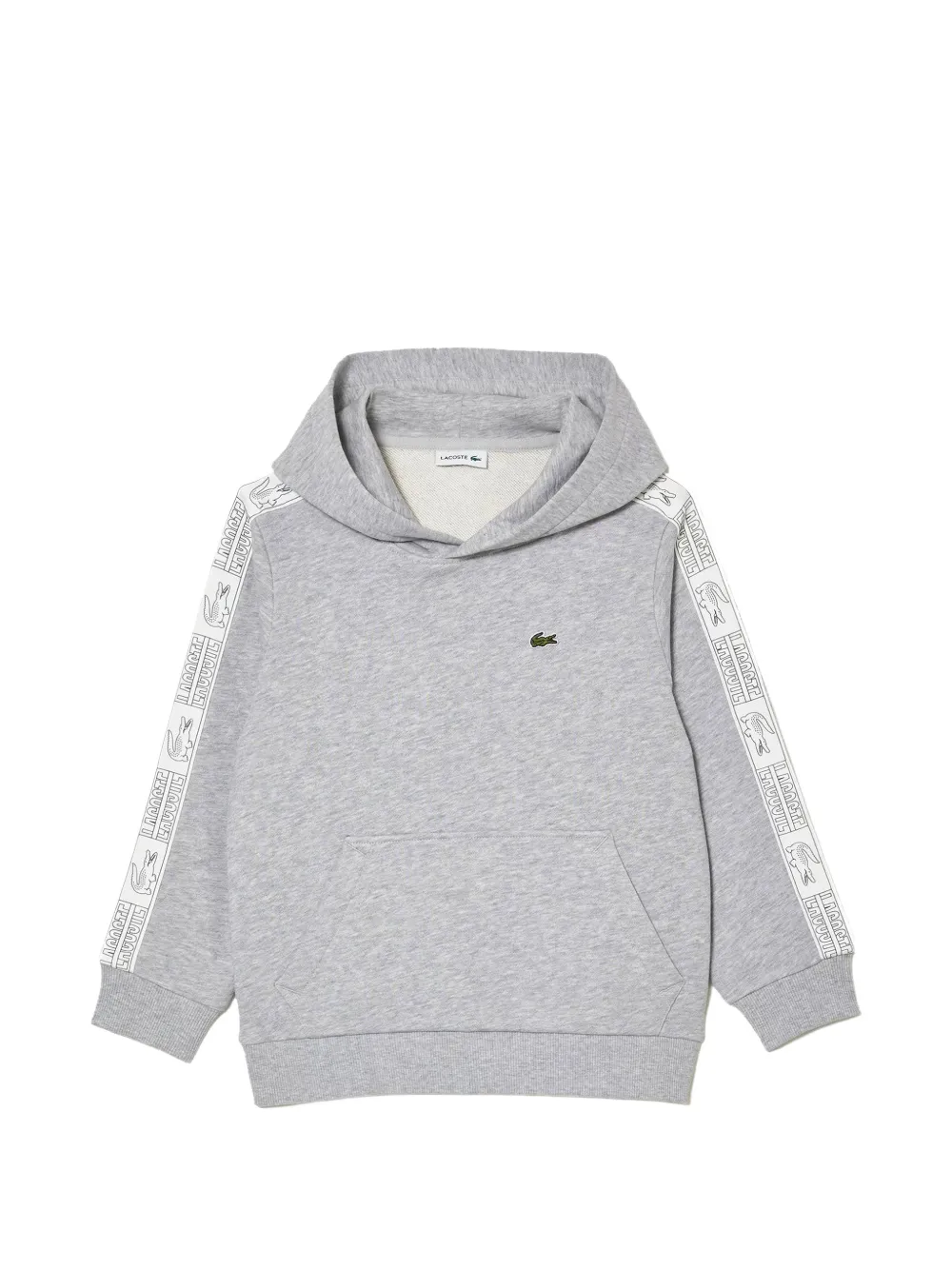 Lacoste Kids logo-tape fleece hoodie - Grigio