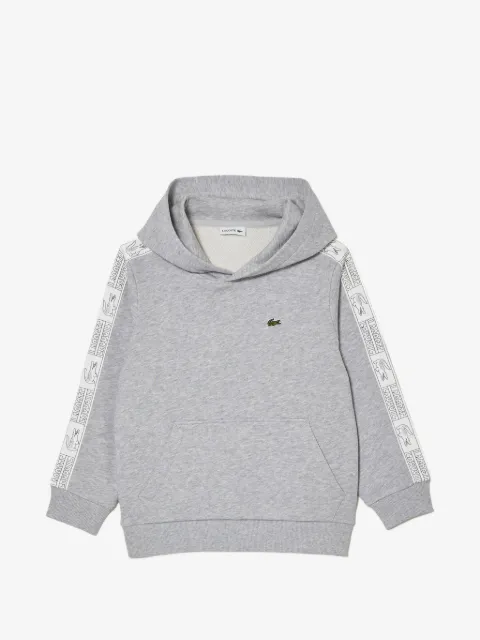 Lacoste Kids logo-tape fleece hoodie