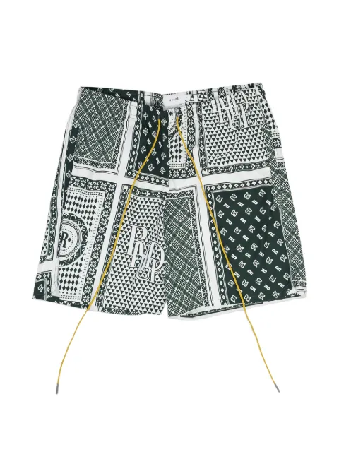 RHUDE Card Print drawstring-detail swim shorts