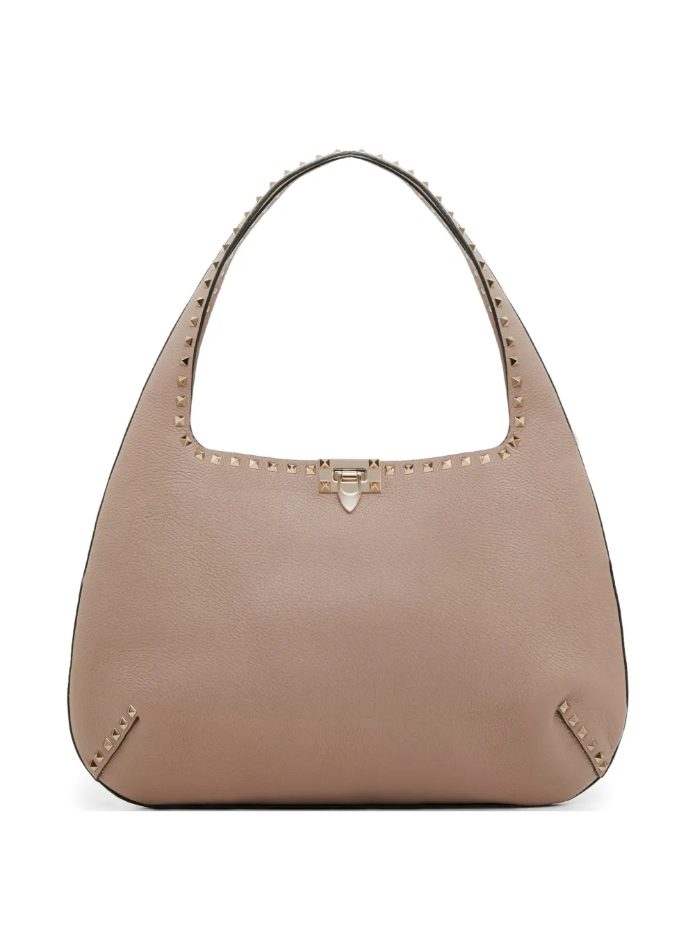 Valentino Garavani Borsa a spalla Rockstud piccola in pelle di vitello zigrinata - Rosa