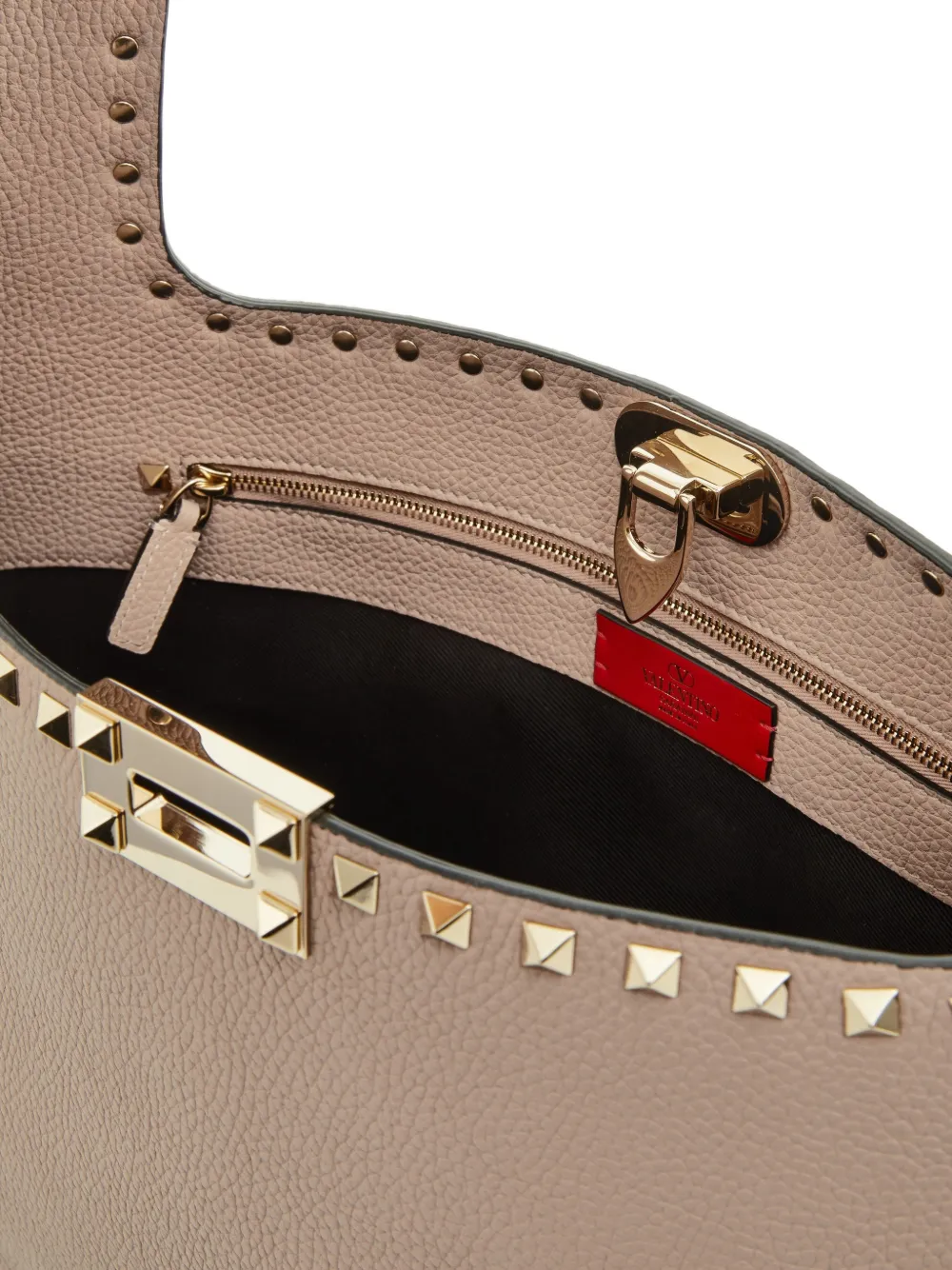 Valentino Garavani Rockstud kleine shopper van korrelig kalfsleer Roze