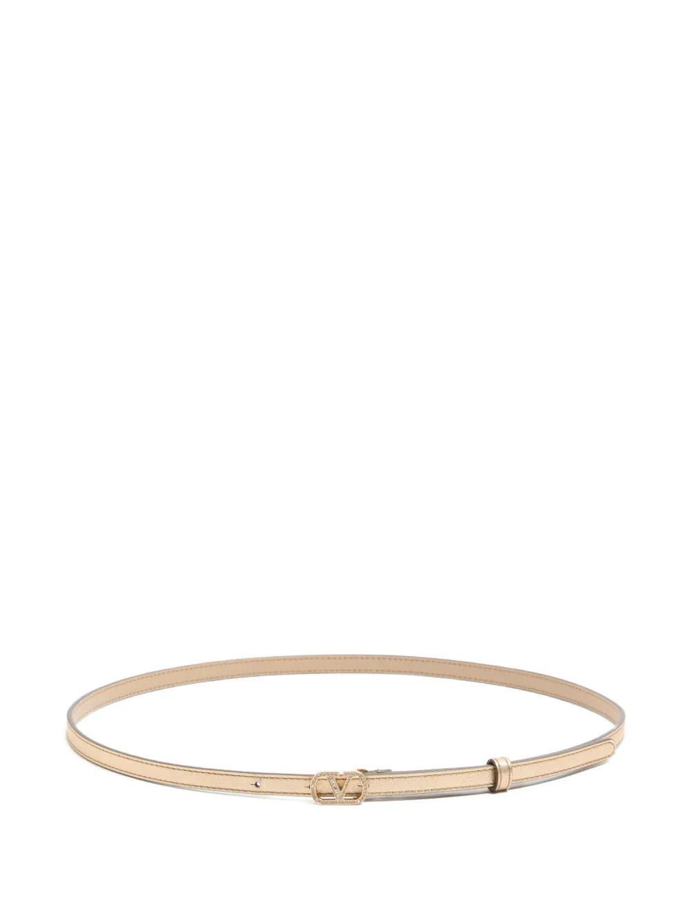 Valentino Garavani Cintura VLogo Signature in pelle di vitello laminata con cristalli 10mm - Oro