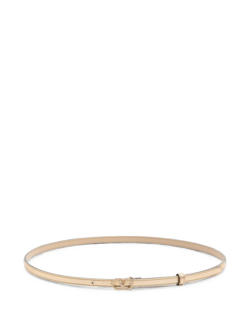 Valentino Garavani VLogo Signature belt in laminated calfskin with crystals 10 mm - Gold