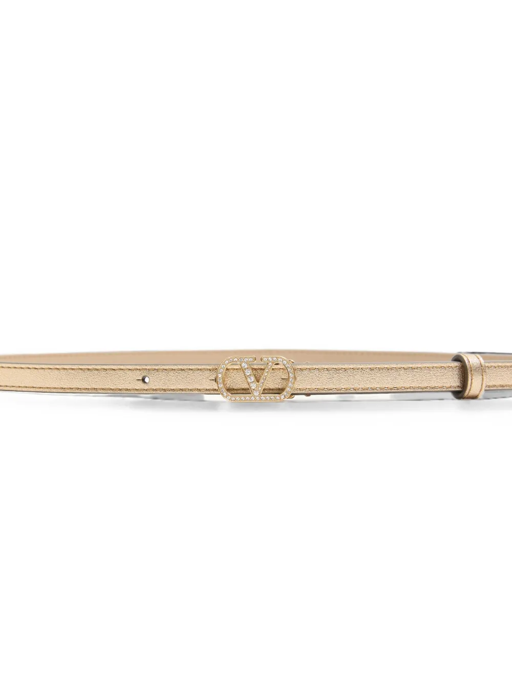 Valentino Garavani VLogo Signature riem in gelamineerd kalfsleer met kristallen 10 mm Goud