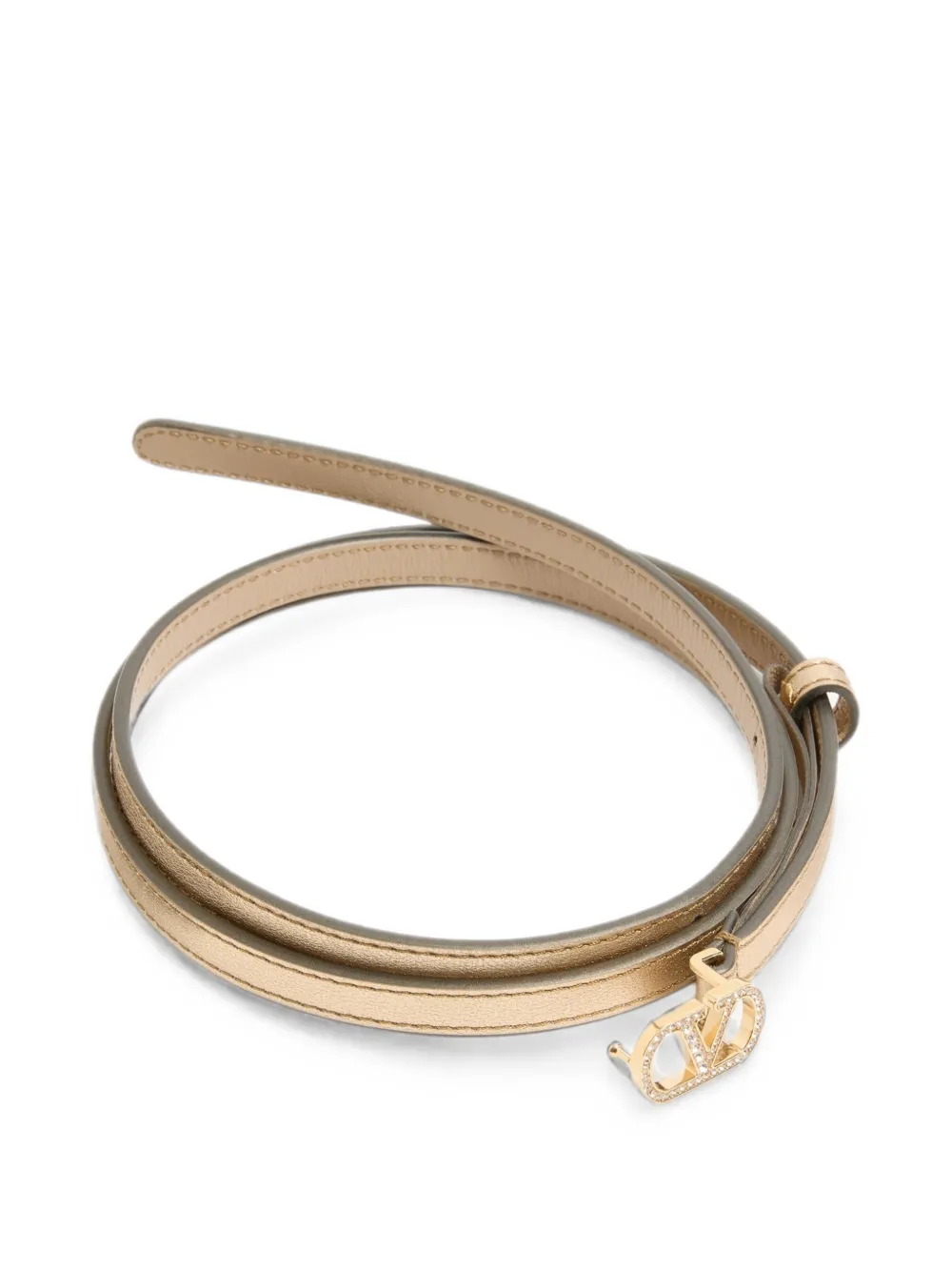 Valentino Garavani VLogo Signature riem in gelamineerd kalfsleer met kristallen 10 mm Goud