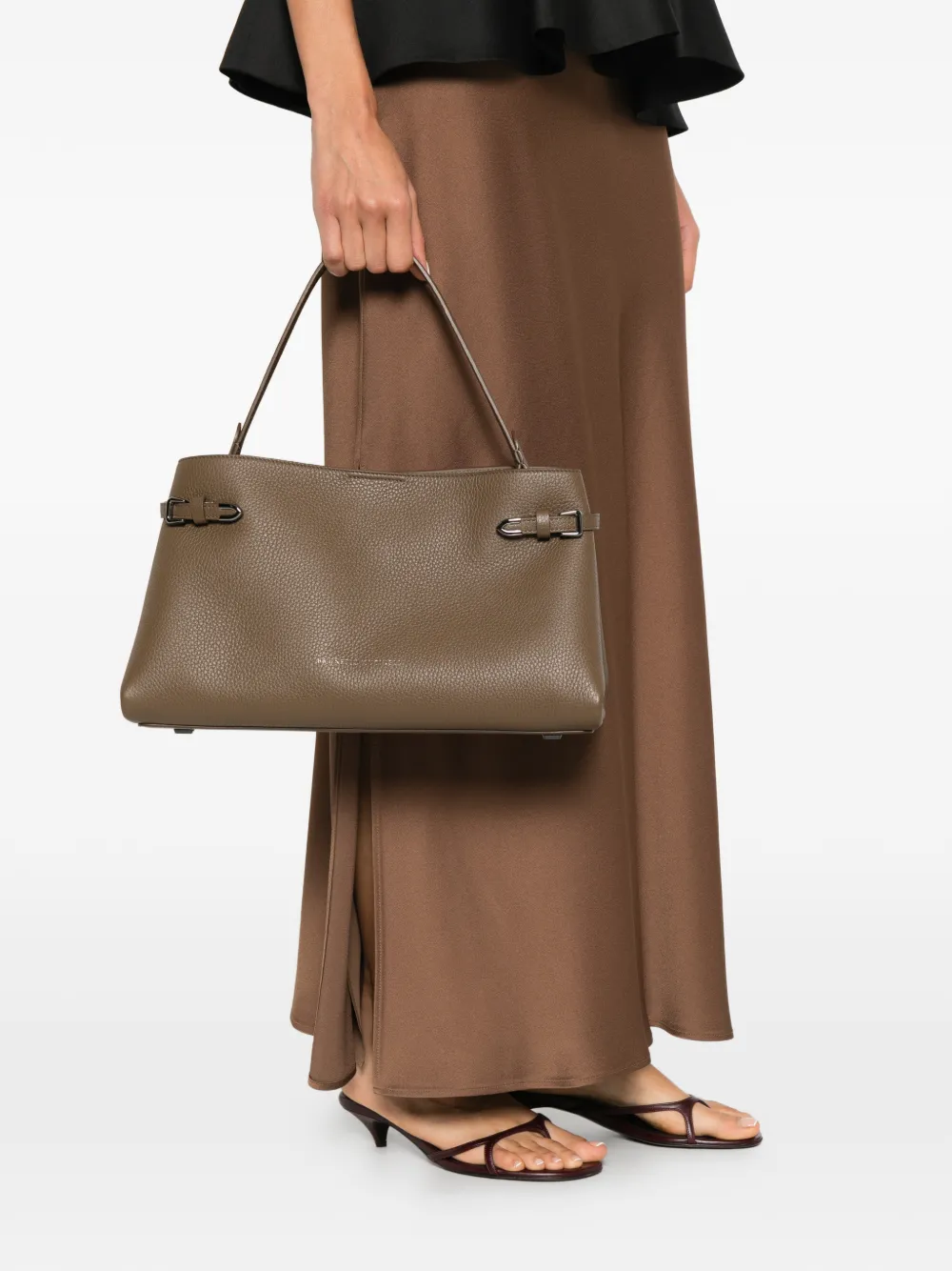 Brunello Cucinelli Shopper van bewerkt leer Bruin