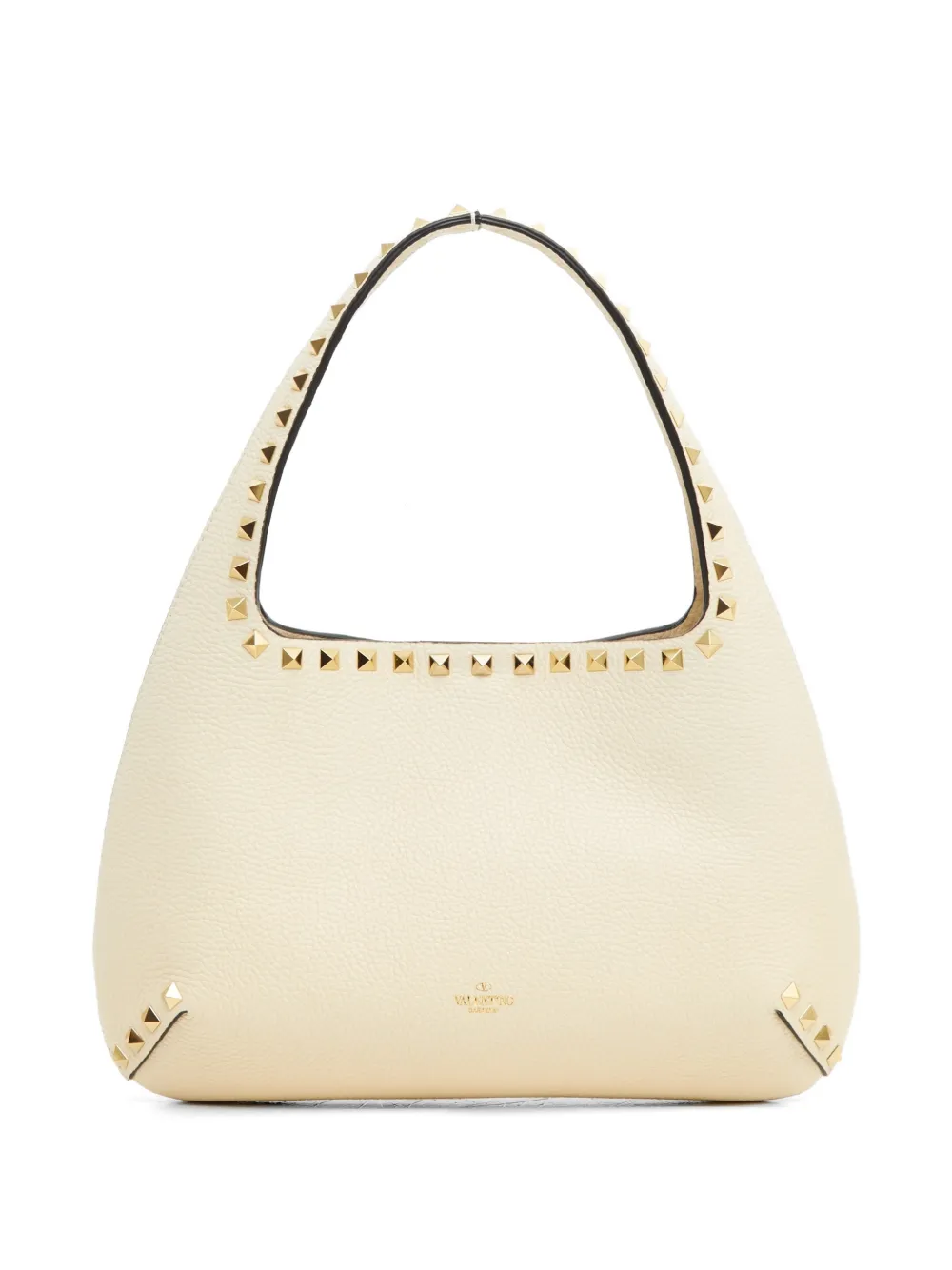Valentino Garavani Rockstud kleine shopper van korrelig kalfsleer Beige