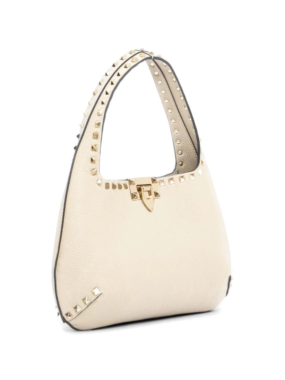 Valentino Garavani Rockstud kleine shopper van korrelig kalfsleer Beige