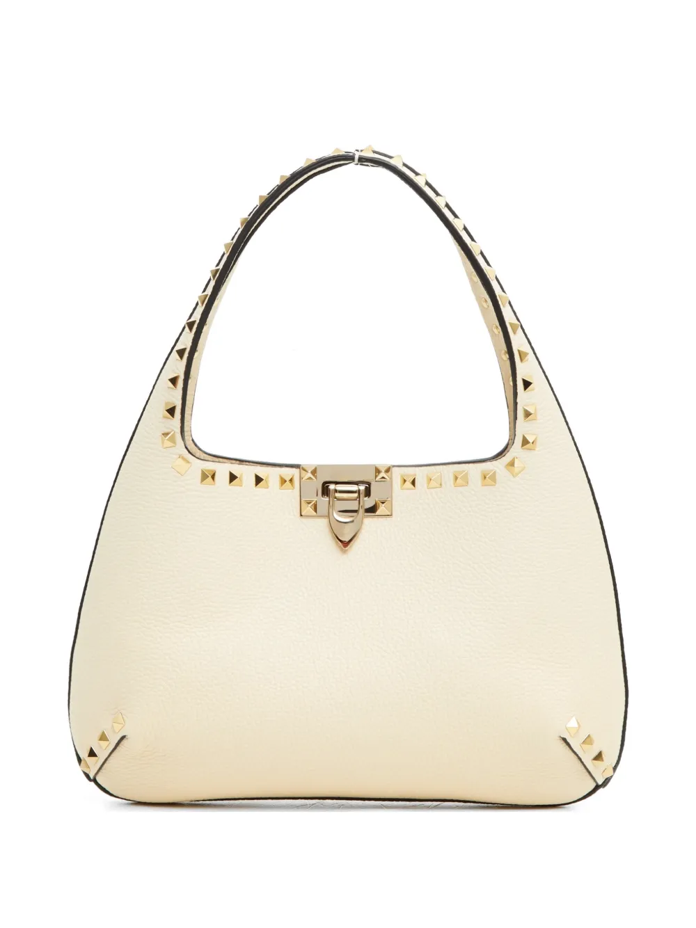 Valentino Garavani Rockstud small shoulder bag in grainy calfskin - Toni neutri