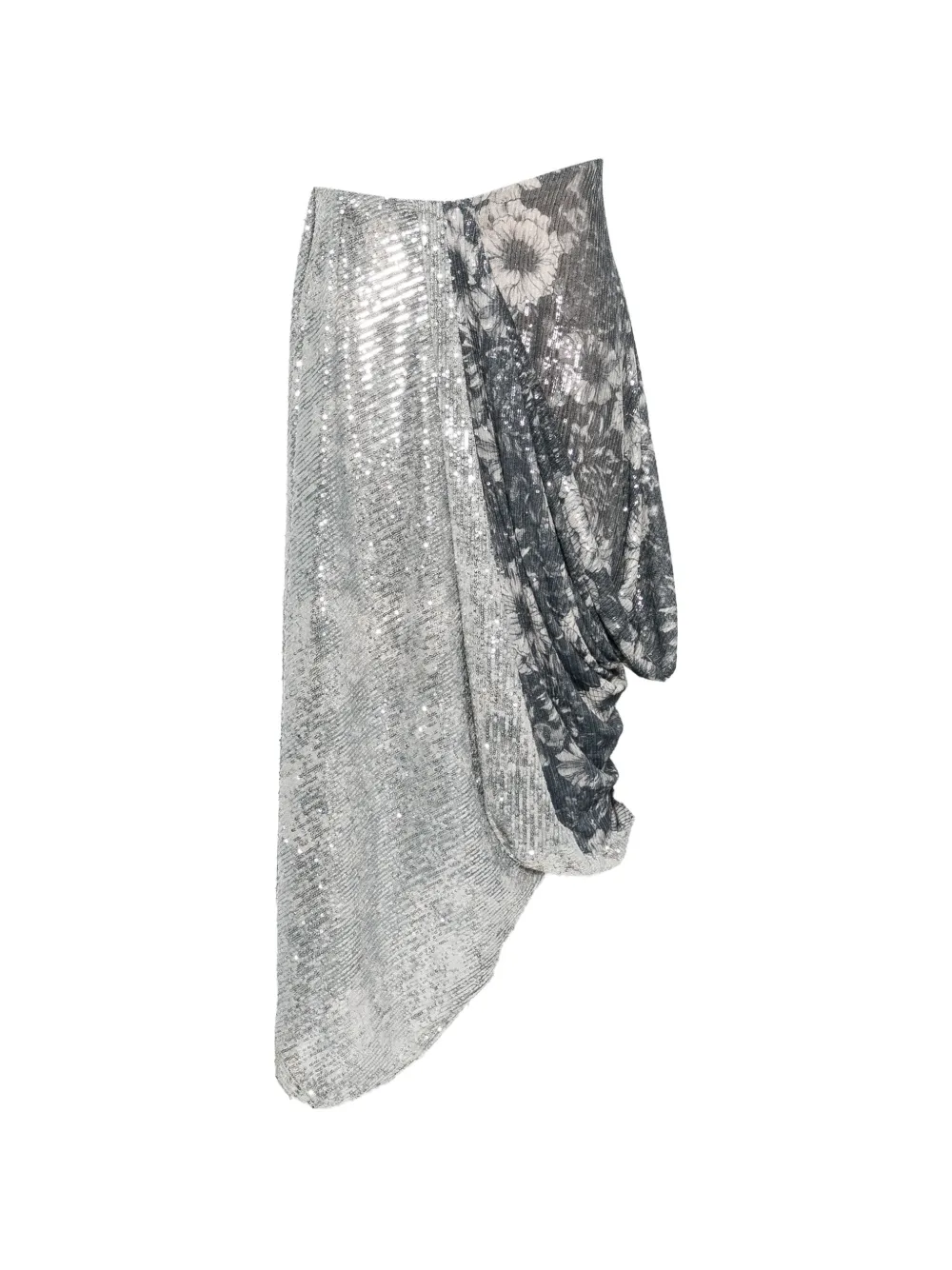 Maison Margiela sequin-embellished floral-print skirt - Grigio