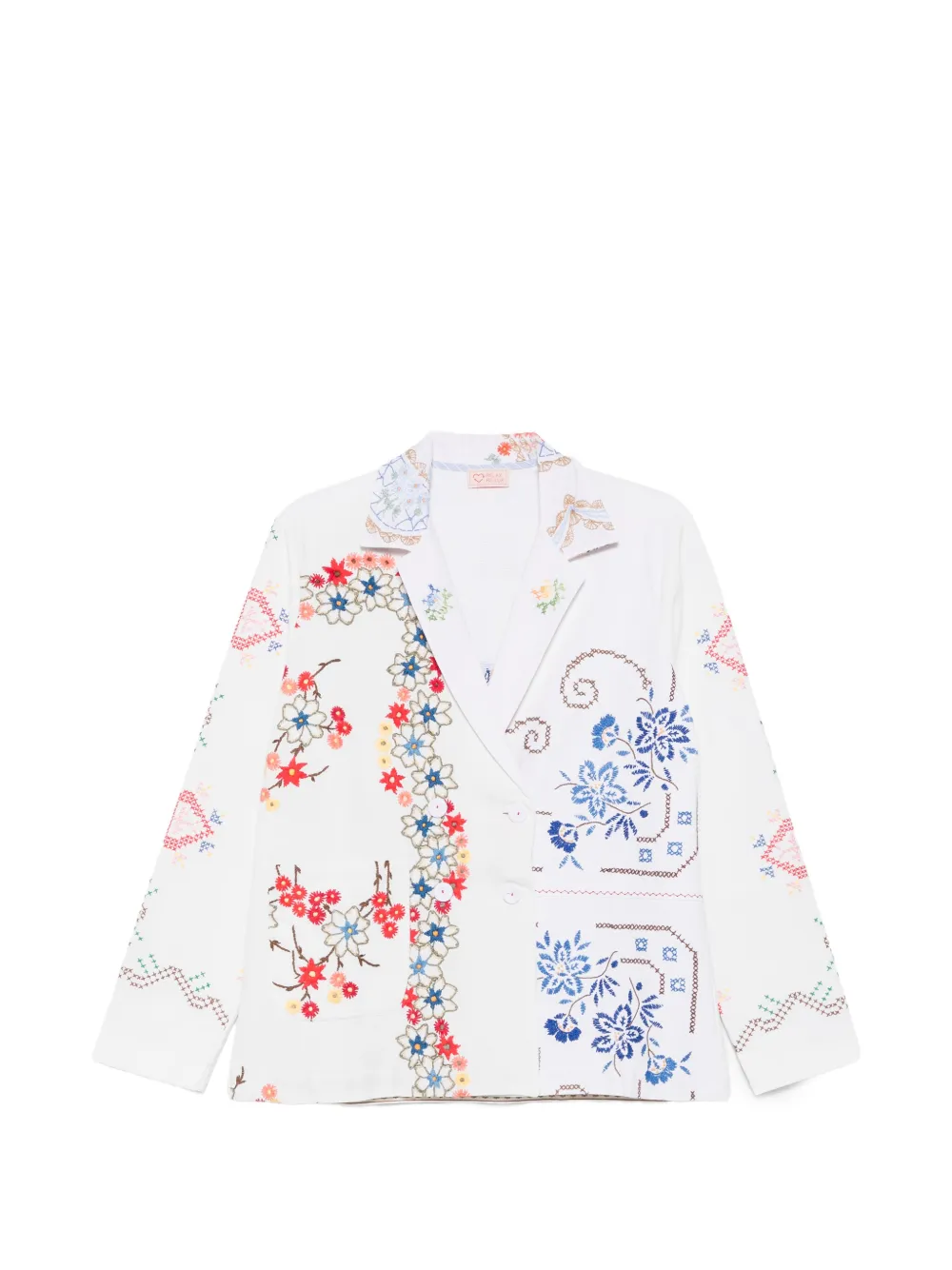 RELAX RE-LUX Baldo embroidered double-breasted blazer - Bianco