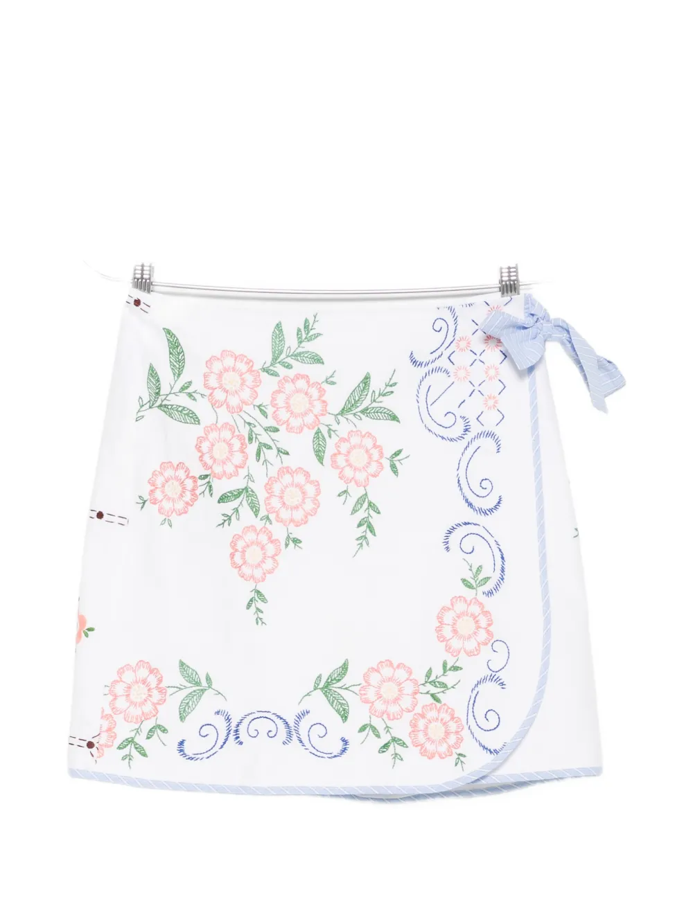 RELAX RE-LUX Nago floral-embroidered mini skirt - Bianco