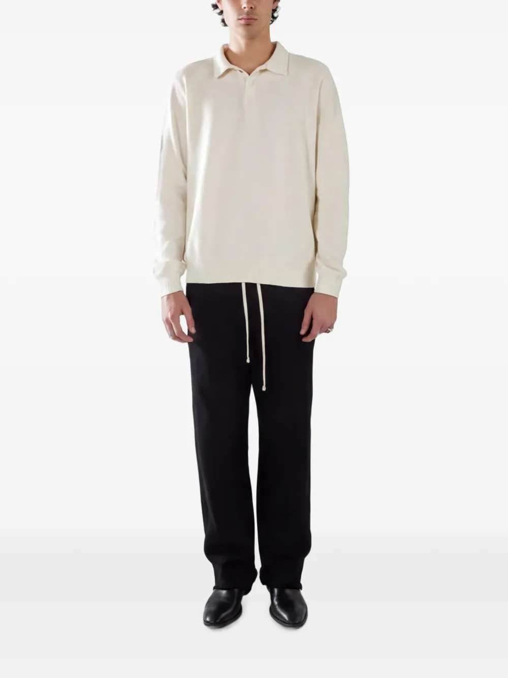 Les Tien Poloshirt met lange mouwen Beige