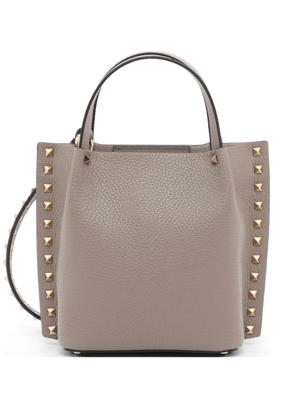 Valentino Garavani Borsa shopper Rockstud piccola in pelle di vitello zigrinata - Toni neutri