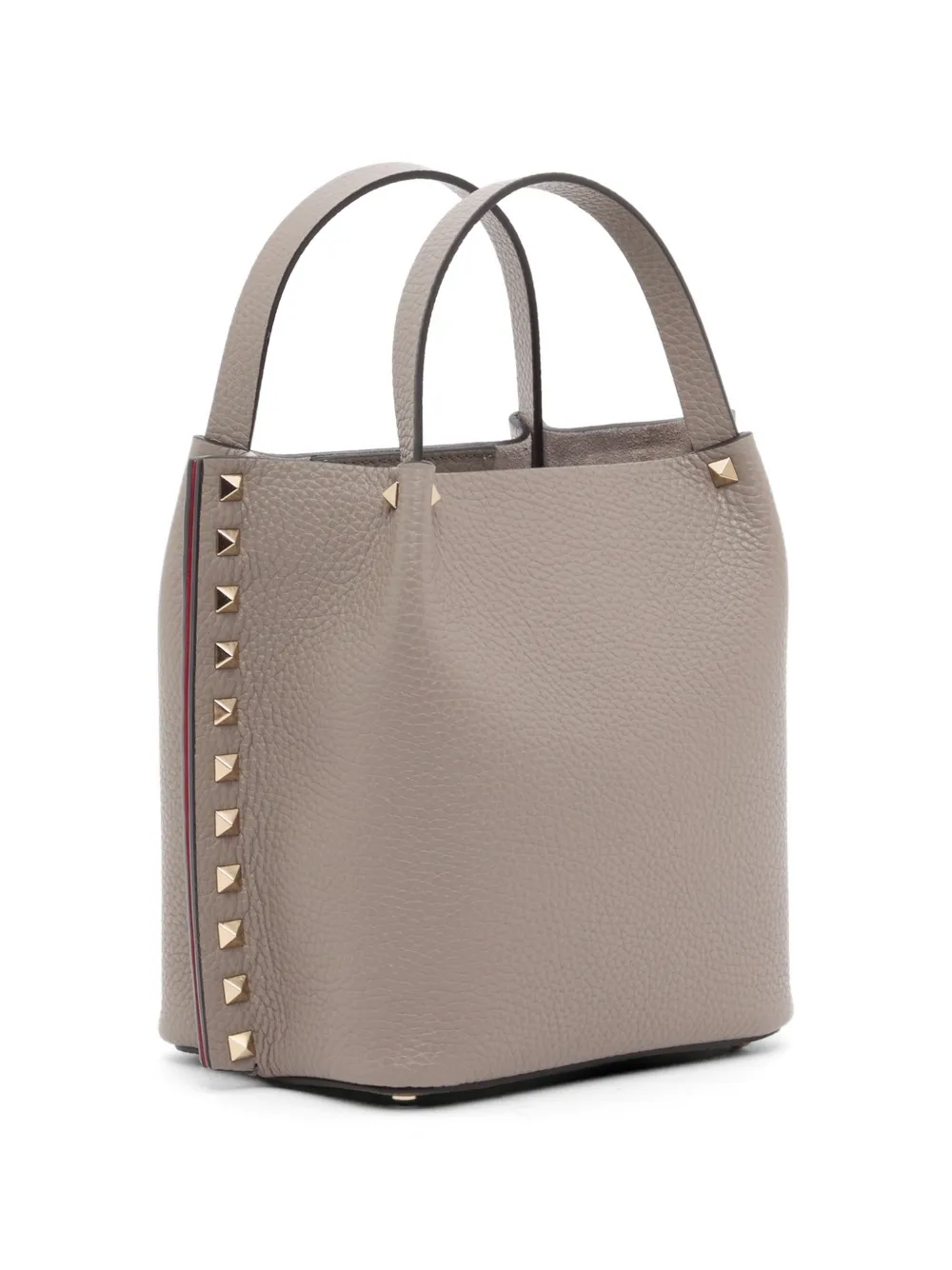 Valentino Garavani Rockstud kleine shopper van korrelig kalfsleer Beige