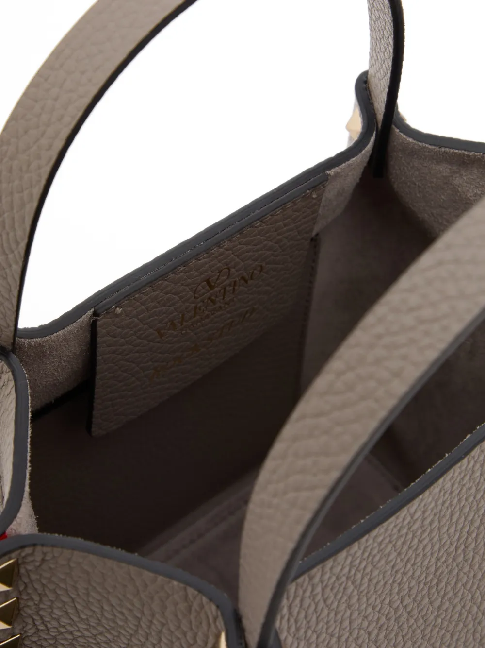 Valentino Garavani Rockstud kleine shopper van korrelig kalfsleer Beige