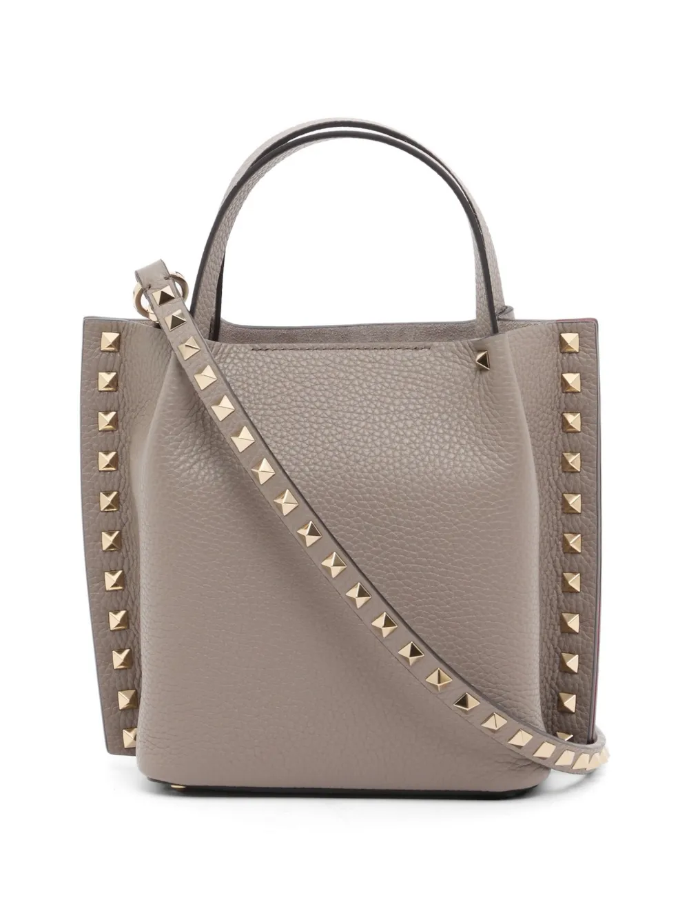 Valentino Garavani Rockstud kleine shopper van korrelig kalfsleer Beige