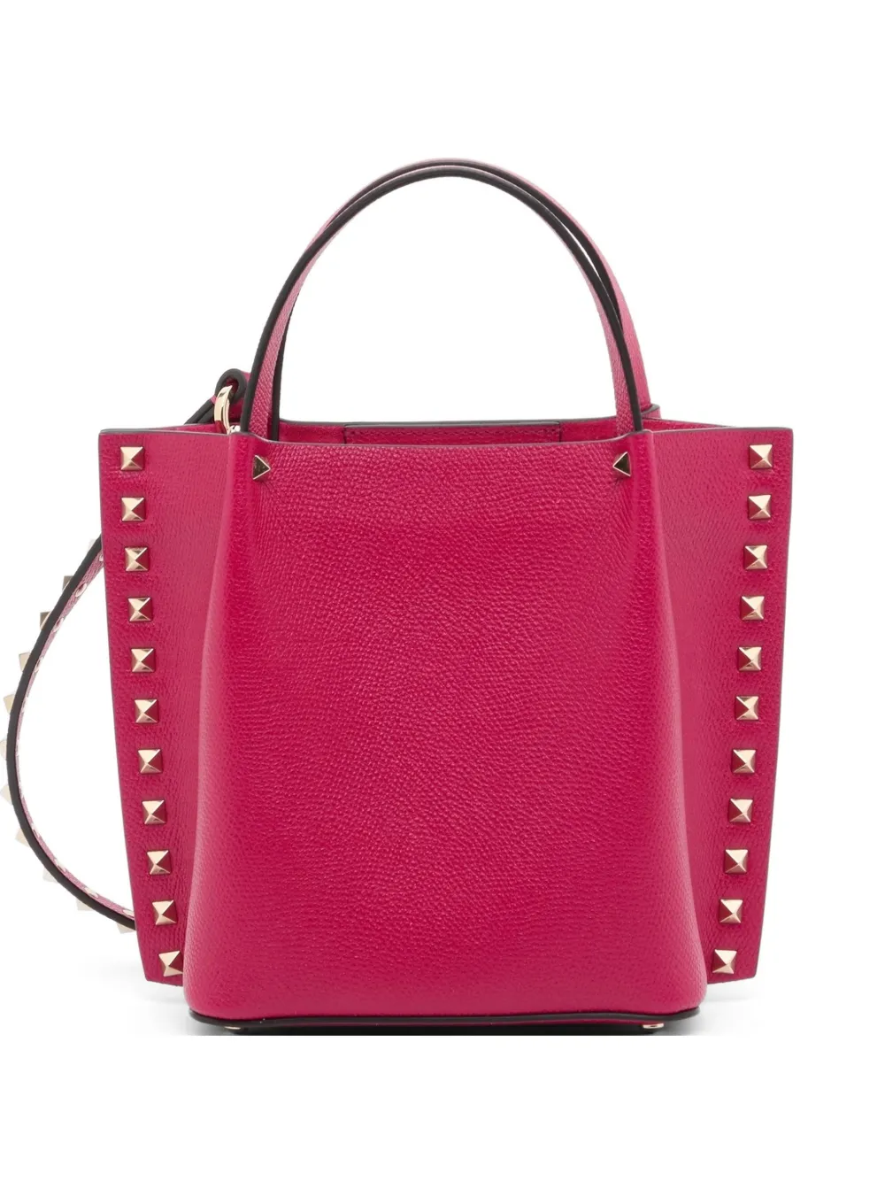 Valentino Garavani Borsa shopper Rockstud piccola in pelle di vitello zigrinata - Rosa