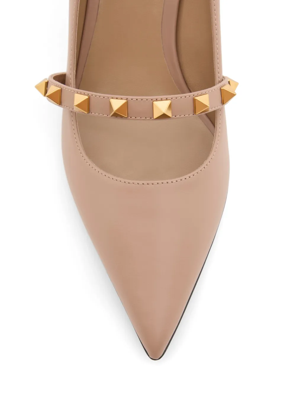 Valentino Garavani Rockstud kalfsleren pumps met sculpturale hak 70 mm Beige