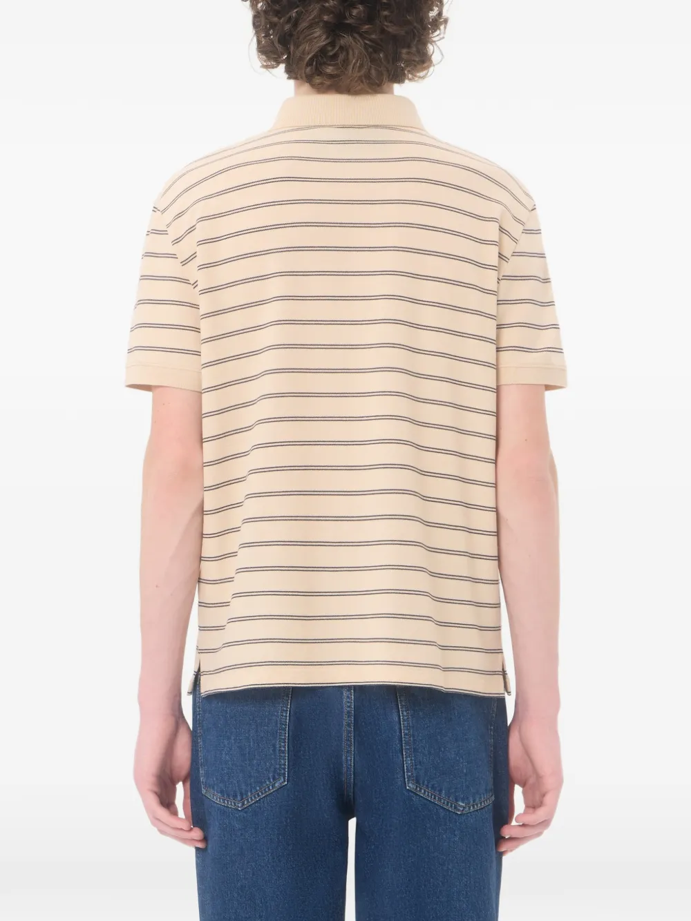 Valentino Garavani Katoenen piqué poloshirt met VGold strepen Beige