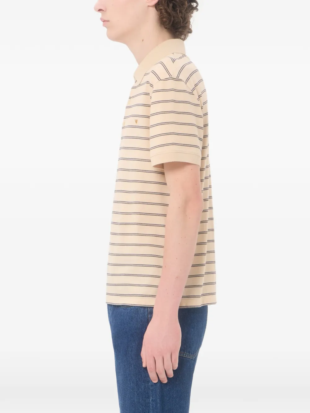 Valentino Garavani Katoenen piqué poloshirt met VGold strepen Beige