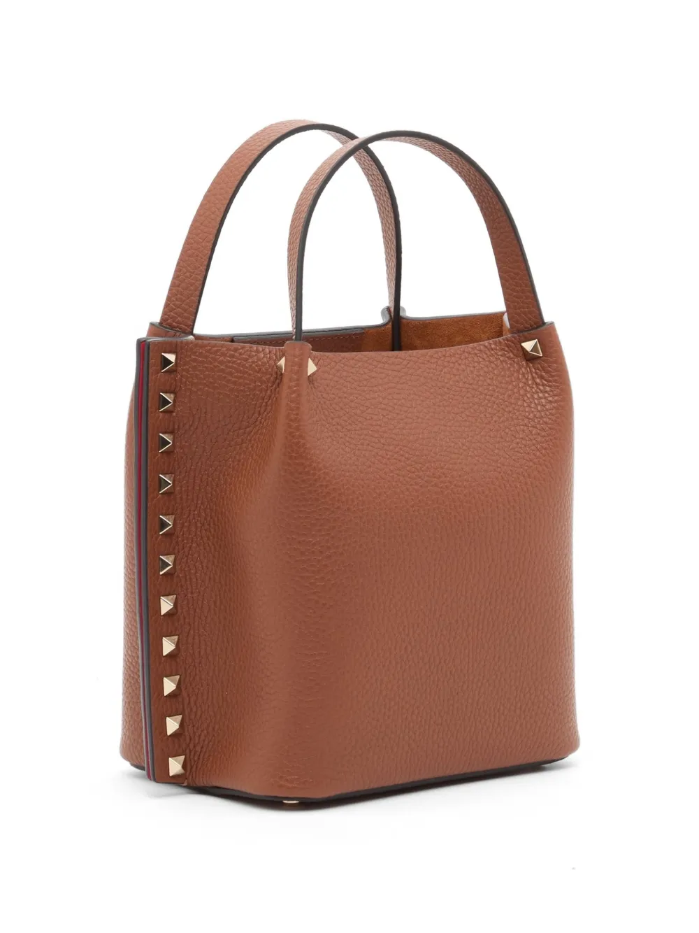 Valentino Garavani Rockstud kleine shopper van korrelig kalfsleer Bruin