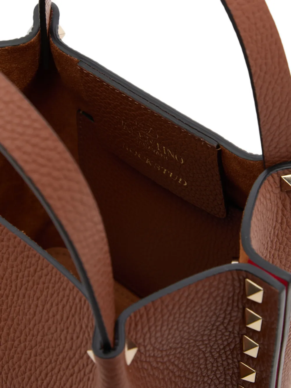 Valentino Garavani Rockstud kleine shopper van korrelig kalfsleer Bruin